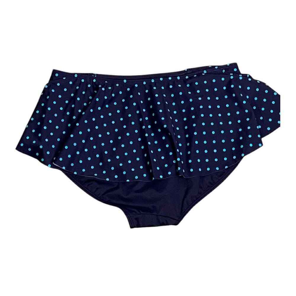 SPANX Navy Polka Dot Skirted Shaping Bikini Bottom Size 12 - Picture 2 of 10